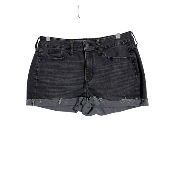 Universal Thread Pants - Universal Thread High Rise Midi Denim Shorts Womens 8 Black Cutoff Stretch